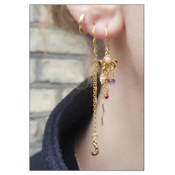 �rekrog med buk, k�de og �je, totall�ngde 55mm, forgyldt s�lv, 2 stk