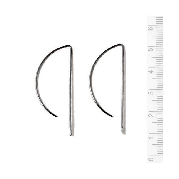 Earwires, P-shaped, open, 40x16mm, oxidised silver, 2pcs