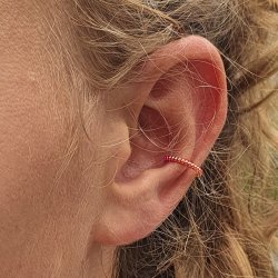 Ohr Manschette, gerillter ring, rosa vergoldetes Silber, 12,5x1,5 mm, 2 Stk.