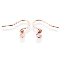 Ohrhaken mit Kugel und &Ouml;se, flacher Draht, rosa vergoldeter Stahl, 10 Stk.