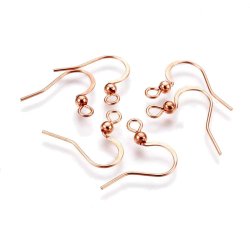 Ohrhaken mit Kugel und &Ouml;se, flacher Draht, rosa vergoldeter Stahl, 10 Stk.