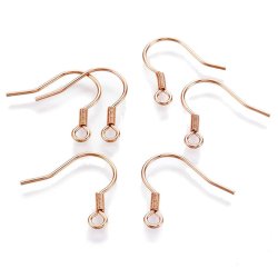 Ohrhaken mit Spirale und &Ouml;se, rosa vergoldeter Stahl, 6 Stk.