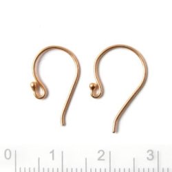 Ohrhaken, Standard mit Kugel, rosa-vergoldetes Silber, 17x11x0,7 mm, 4 Stk