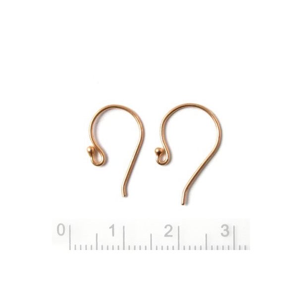Earwires, standard, with ball, rose gold-plated silver, 17x11x0.7mm, 4pcs