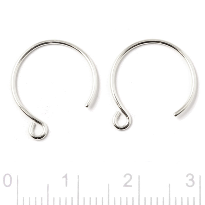 Ohrhaken, offene Bogen, rund, mit Öse, Silber, Durchmesser 14 mm