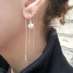 Pendant, Seashell with loop, silver 10x10.5mm, 1pc