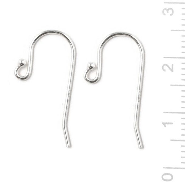 Earwires with ball, medium size, sterling silver, 21x11mm, 4pcs