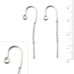 Ohrhaken mit se, kurze Kette und Stift, Silber, lnge 40 mm, 2 Stk.