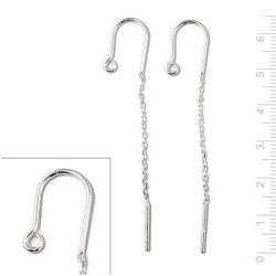 Ohrhaken mit se, Anker-Kette und stifte, Silber, Totale Lnge 65 mm, 2 Stk.