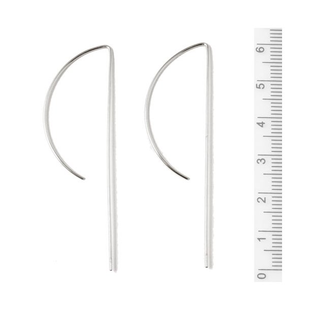Earwires, extra long, 60x18mm, open, Sterling silver, 2pcs