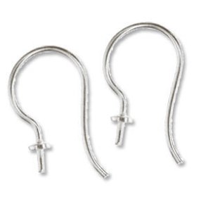 Ohrhaken, mit 2,5 mm Schale und Stifte, Sterlingsilber, 19x13 mm, 2 Stk.