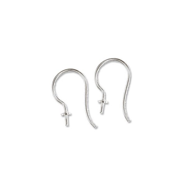 Earwires with 2.5mm cup and pin, sterlingsilver, 19x13mm, 2pcs