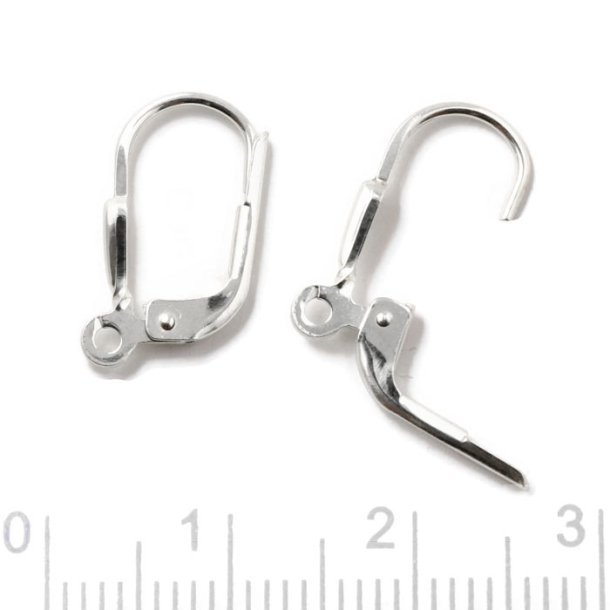 Bricure earhook with eyelet, fan and flap, silver, 15 mm, 2 pcs.