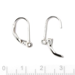 Brichure med �je, �rekrog med klap og �bent �je, s�lv, 15 mm, 2 stk.