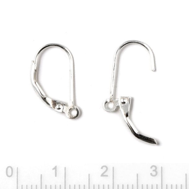 Brichure med �je, �rekrog med klap og �bent �je, s�lv, 15 mm, 2 stk.