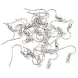 Gro&szlig;kauf, Ohrhaken, mit Spirale, Kugel und &Ouml;se, versilbert, 100 Stk.