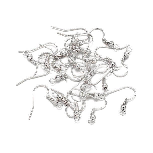 Bulk purchase. Earwires with spiral, ball and loop, silver-plated, 100pcs