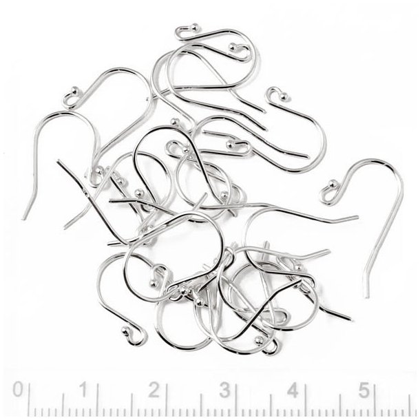 Bulk purchase, Earwires, standard, with ball, sterling silver, 17x11x0.7mm, 100pcs