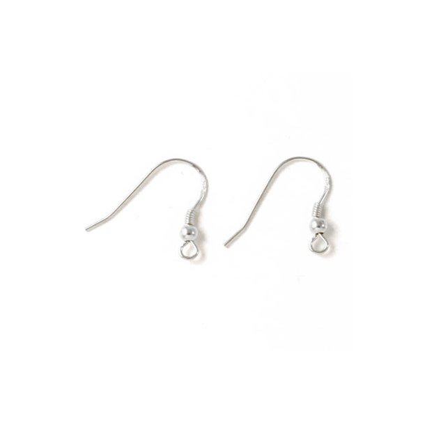 Earwires with spiral and ball, 20 mm, silver, 2pcs.