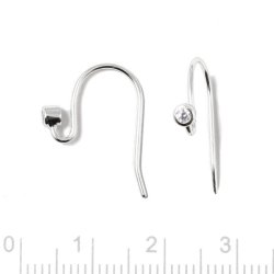 Ohrhaken mit Zirkonia, Sterlingsilber, 19x15 mm, 2 Stk.