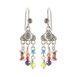 Ohrhaken mit Zirkonia, Sterlingsilber, 19x15 mm, 2 Stk.