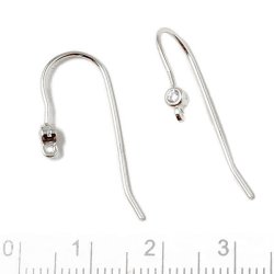 Ohrhaken mit Kristall und offener se, Silber, 27 mm, 2 Stk.