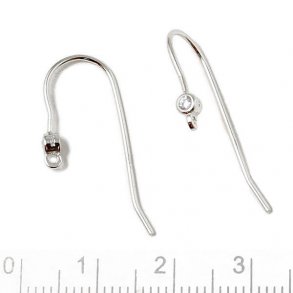 Ohrhaken mit Kristall und offener se, Silber, 27 mm, 2 Stk.
