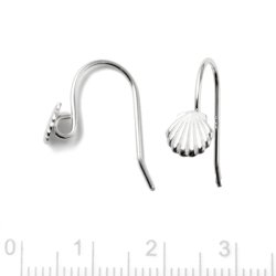 Ohrhaken mit Muschel und se, Sterlingsilber, 20x6,5 mm, 2 Stck