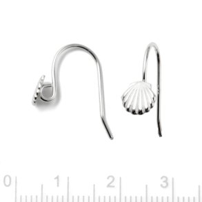 Ohrhaken mit Muschel und se, Sterlingsilber, 20x6,5 mm, 2 Stck