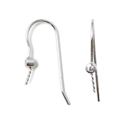 Ohrhaken mit Stift und Kristall, Silber, 20x12 mm, 2 Stk.