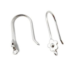 Ohrhaken mit einfacher Blume mit se, Silber 20,5x5 mm, 2 Stck.