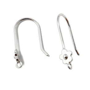 Ohrhaken mit einfacher Blume mit se, Silber 20,5x5 mm, 2 Stck.