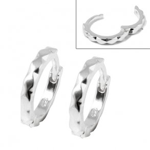 Klappbarer Ohrring, Reifen mit facetten, Sterlingsilber, 13x2 mm, 2 Stk