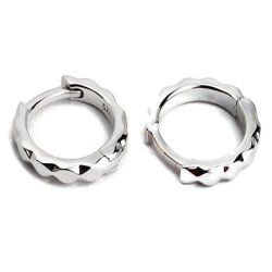 Klappbarer Ohrring, Reifen mit facetten, Sterlingsilber, 13x2 mm, 2 Stk