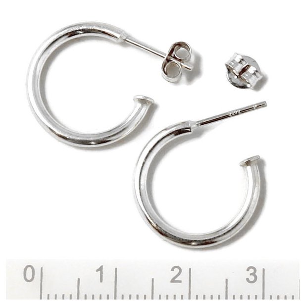 Ohrstecker, Silber, rund, offen, mit Stift. Durchmesser 18 mm, Drahtstrke 2 mm, 2 Stk