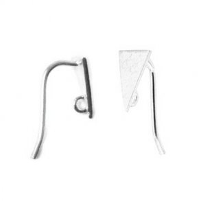 Earwire, brushed triangle with eye, silver, 17x9.5x5mm, 2pcs.