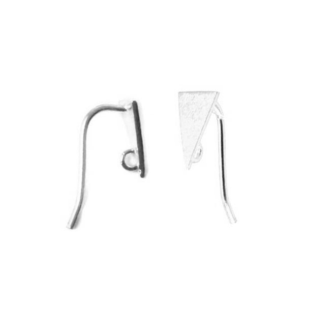Earwire, brushed triangle with eye, silver, 17x9.5x5mm, 2pcs.