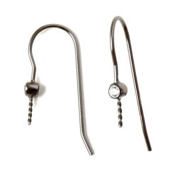 Ohrhaken mit Stift und Kristall, oxidiertes Silber, 20x12 mm, 2 Stk.