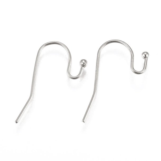 Earwires with ball, stainless steel, 21x12mm, 6pcs