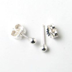 Ohrstecker mit 2 mm Kugel, Sterlingsilber, 12x2x0,7 mm, 2 Stk.