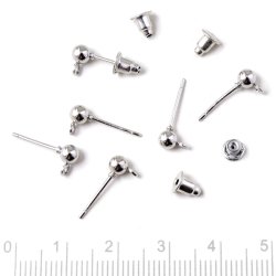 Ohrstecker mit 4 mm Kugel und geschlossenem Ose, Edelstahl 6 Stck