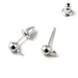 Ohrstecker mit 4 mm Kugel und geschlossenem Ose, Edelstahl 6 Stck