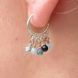 Ohrstekker, silber, rund, offen, mit 3 &Ouml;sen, 12x1,8 mm, 2 Stk