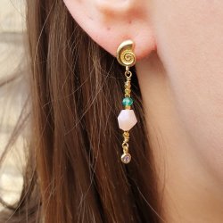 Ohrstecker, Seeschneckenhaus mit offener se, Silber vergoldet, 9,5x6 mm, 2 Stck