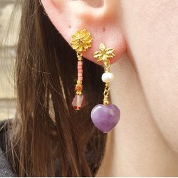 Ohrstecker, Dalia Blume mit se auf der Rckseite, vergoldetes Silber, 8 mm, 2 Stk