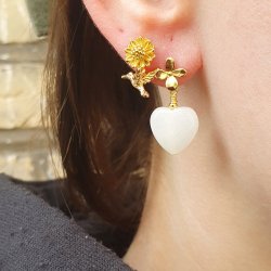 Ohrstecker, Dalia Blume mit se auf der Rckseite, vergoldetes Silber, 8 mm, 2 Stk