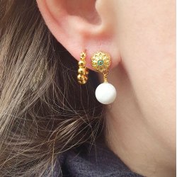 Ohrstecker, facettiert mit gr�nem Emaille und �se, 18 Karat vergoldet, 10,5x8 mm, 2 Stck