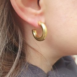 Ear studs, wide open bow, polished, 18K gold-plated brass, 22 mm, 2 pcs