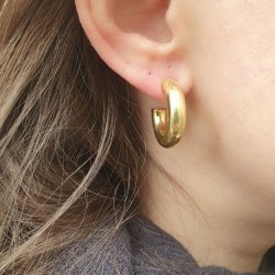 Ear studs, wide open bow, polished, 18K gold-plated brass, 22 mm, 2 pcs