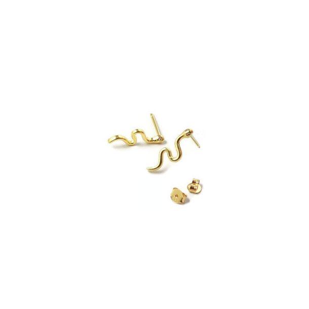 Earstuds with snake, gold-plated sterling silver, 15x0.9 mm 2pcs.